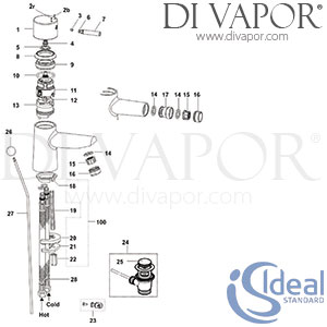 Ideal Standard Cone Single Lever Basin Mixer with Pop-Up Waste Tap Spare Parts - IDL DV 208
